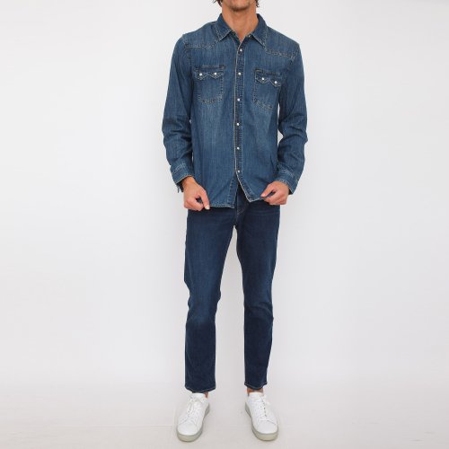 Чоловіча сорочка з довгим рукавом GUESS JEANS CAMICIE MANICA LUNGA BLU DENIM