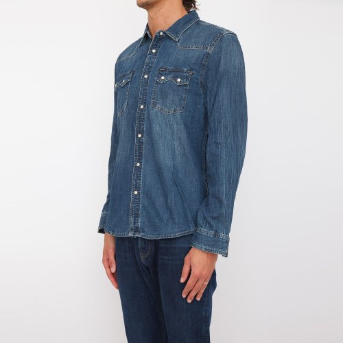 Чоловіча сорочка з довгим рукавом GUESS JEANS CAMICIE MANICA LUNGA BLU DENIM