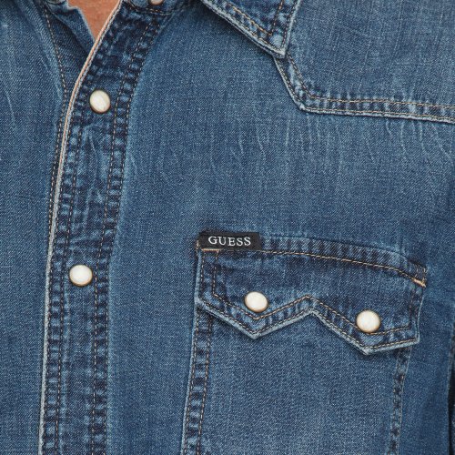 Чоловіча сорочка з довгим рукавом GUESS JEANS CAMICIE MANICA LUNGA BLU DENIM