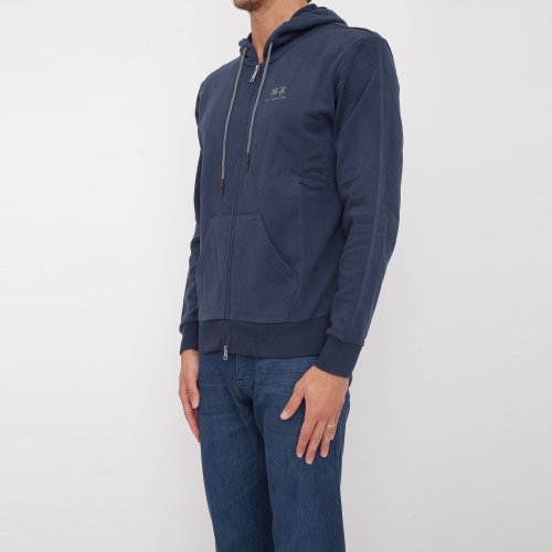 Чоловіча толстовка LA MARTINA MAN FLEECE FULL ZIP HOODED COT BLU