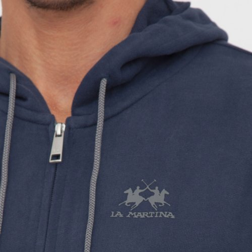 Чоловіча толстовка LA MARTINA MAN FLEECE FULL ZIP HOODED COT BLU