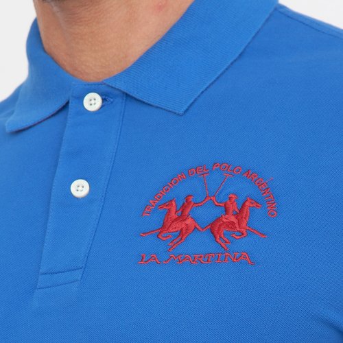 Чоловіче поло LA MARTINA MAN POLO L/S PIQUET STRETCH BLU