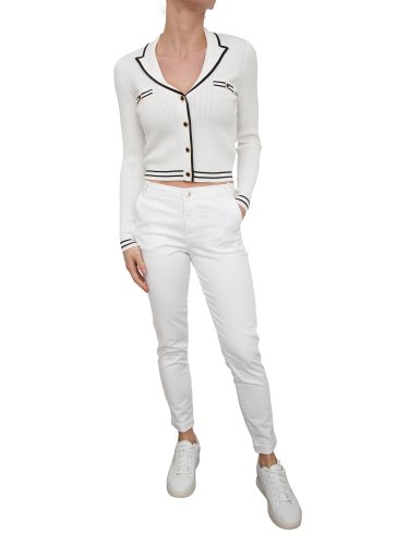 Жіночий кардиган FRACOMINA  POLO CARDIGAN CREAMBLACK BIANCO