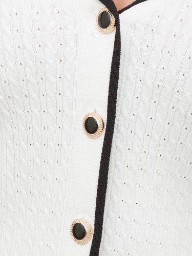 Жіночий кардиган FRACOMINA  POLO CARDIGAN CREAMBLACK BIANCO