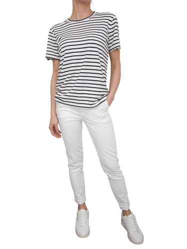 Женская футболка FRACOMINA LOOSE STRIPED T-SHIRT CREAMBLUE BLU