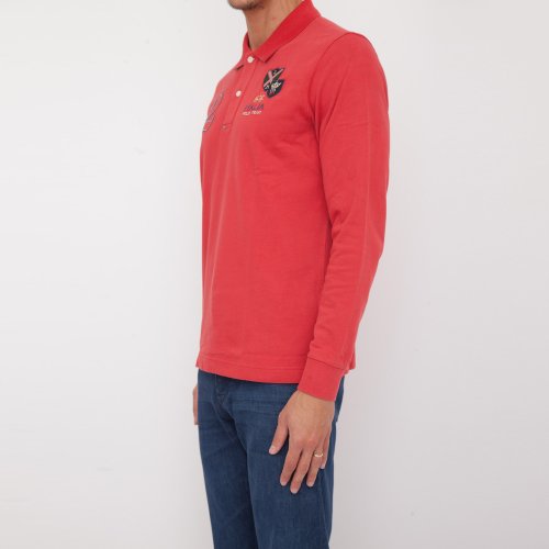 Чоловіче поло LA MARTINA MAN POLO L/S HEAVY JERSEY ROSSO