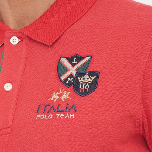 Чоловіче поло LA MARTINA MAN POLO L/S HEAVY JERSEY ROSSO