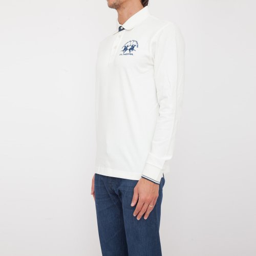 Чоловіче поло LA MARTINA MAN POLO L/S HEAVY JERSEY BIANCO