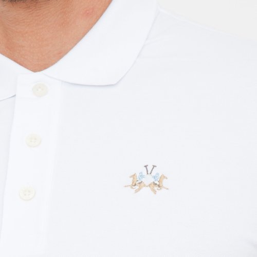 Чоловіче поло LA MARTINA MAN POLO L/S PIQUET STRETCH BIANCO