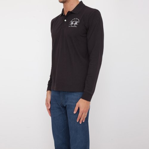 Чоловіче поло LA MARTINA MAN POLO L/S PIQUET STRETCH NERO