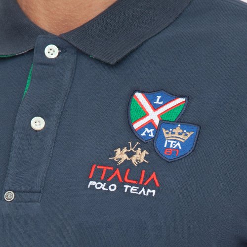 Чоловіче поло LA MARTINA  MAN POLO L/S HEAVY JERSEY BLU