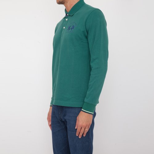 Мужское поло LA MARTINA MAN POLO L/S HEAVY JERSEY VERDE