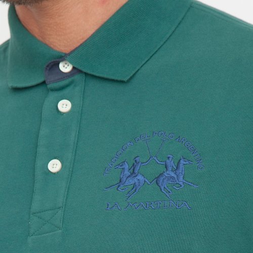 Мужское поло LA MARTINA MAN POLO L/S HEAVY JERSEY VERDE