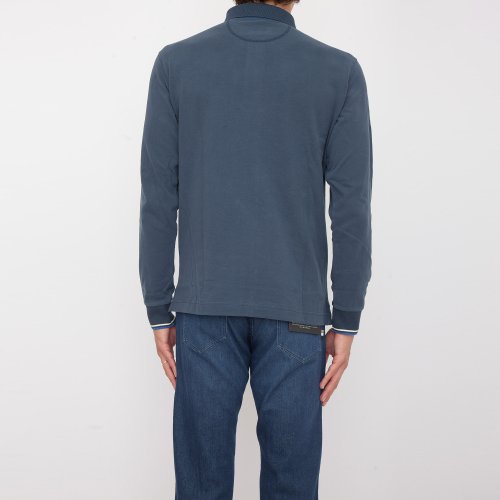 Чоловіче поло LA MARTINA MAN POLO L/S HEAVY JERSEY BLU