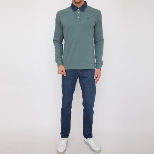 Чоловіче поло LA MARTINA MAN POLO L/S HEAVY JERSEY VERDE