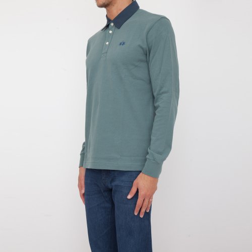 Чоловіче поло LA MARTINA MAN POLO L/S HEAVY JERSEY VERDE