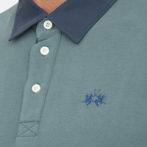 Чоловіче поло LA MARTINA MAN POLO L/S HEAVY JERSEY VERDE