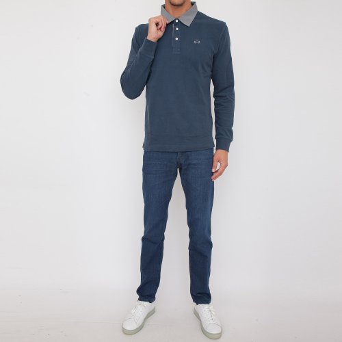 Чоловіче поло LA MARTINA MAN POLO L/S HEAVY JERSEY BLU
