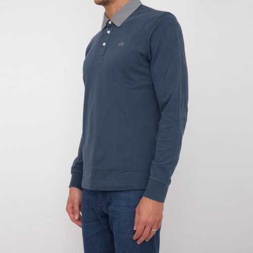 Чоловіче поло LA MARTINA MAN POLO L/S HEAVY JERSEY BLU