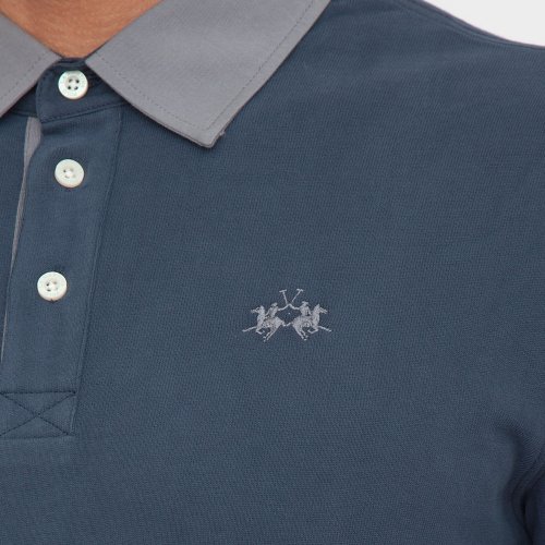 Чоловіче поло LA MARTINA MAN POLO L/S HEAVY JERSEY BLU