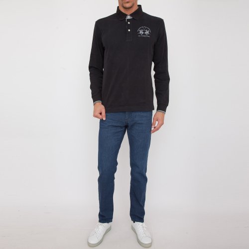 Чоловіче поло LA MARTINA MAN POLO L/S HEAVY JERSEY NERO