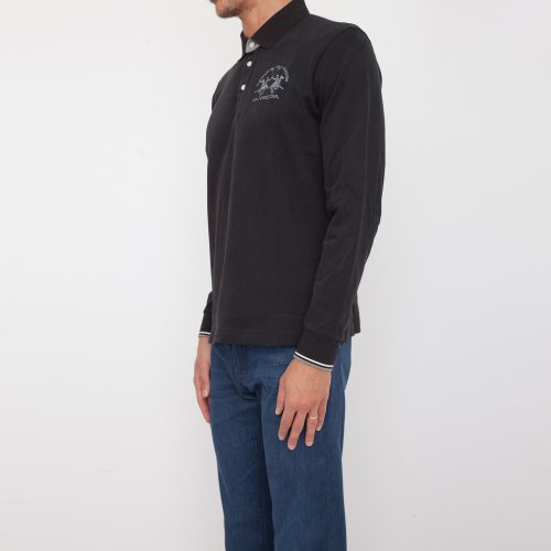 Чоловіче поло LA MARTINA MAN POLO L/S HEAVY JERSEY NERO