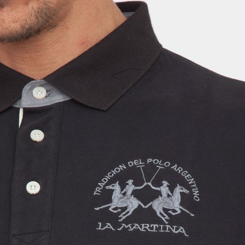 Чоловіче поло LA MARTINA MAN POLO L/S HEAVY JERSEY NERO