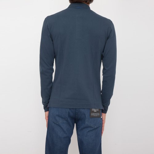 Мужское поло LA MARTINA MAN POLO L/S PIQUET STRETCH BLU