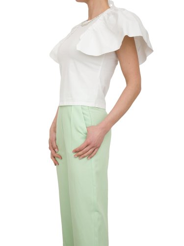 Жіноча футболка FRACOMINA SLIM T-SHIRT WITH POPELINE SLEEVES BIANCO