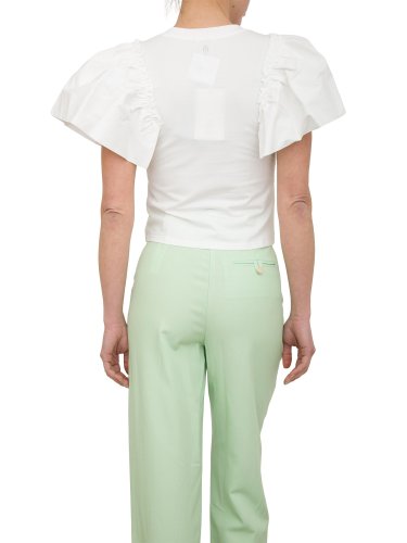 Жіноча футболка FRACOMINA SLIM T-SHIRT WITH POPELINE SLEEVES BIANCO