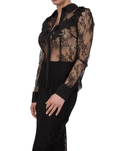 Женская рубашка с длинным рукавом BLUGIRL CAMICIA PIZZO C/PATCH FIORI NERO