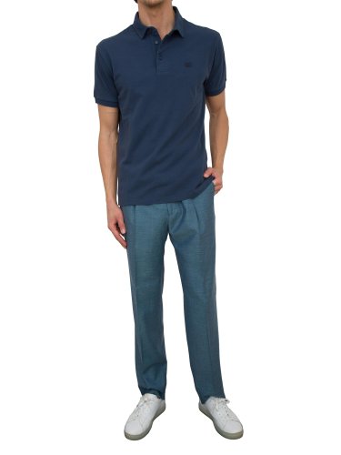 Мужское поло ETRO POLO ROMA PRINTED UNDERCOLLAR BLU