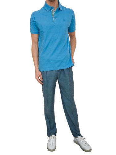 Мужское поло ETRO POLO ROMA PRINTED DETAILS AZZURRO