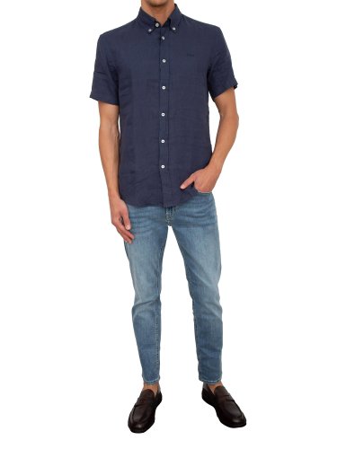 Мужская рубашка с коротким рукавом BOSS Shirts BLU