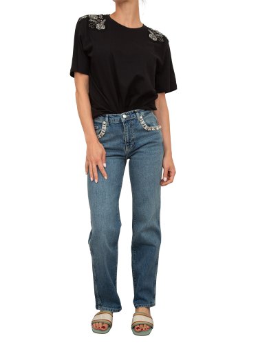 Женская футболка BLUGIRL T-SHIRT  CON PATCH RICAMATI NERO