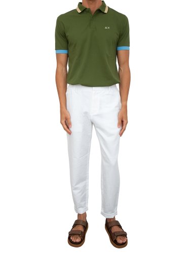 Чоловіче поло SUN68 POLO BIG STRIPES ON COLLAR S/S VERDE