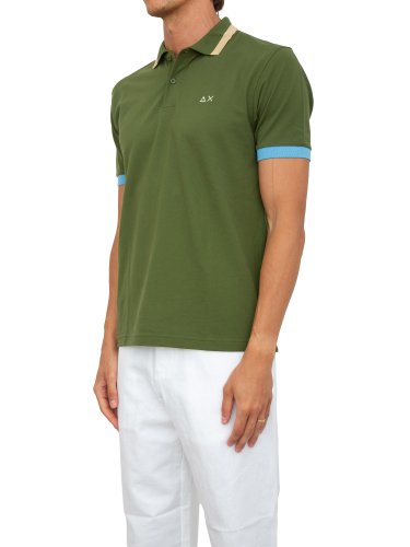 Чоловіче поло SUN68 POLO BIG STRIPES ON COLLAR S/S VERDE