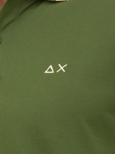 Чоловіче поло SUN68 POLO BIG STRIPES ON COLLAR S/S VERDE