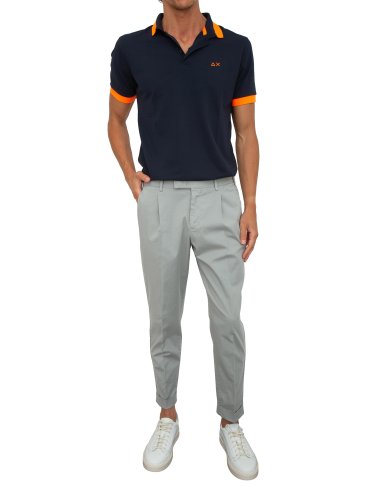 Мужское поло SUN68 POLO BIG STRIPE FLUO S/S BLU