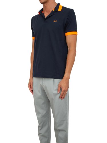 Мужское поло SUN68 POLO BIG STRIPE FLUO S/S BLU