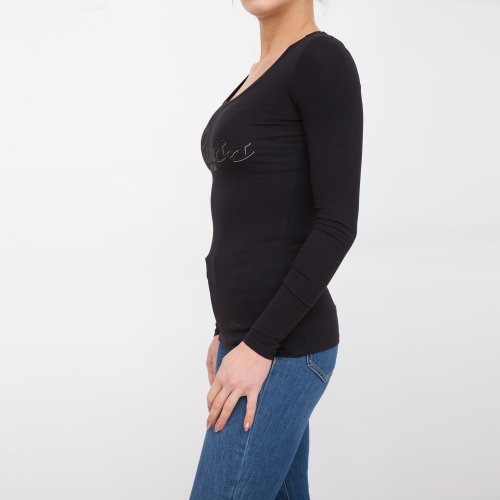 Жіноча футболка GUESS JEANS TSHIRT MANICA LUNGA NERO