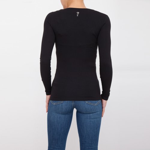 Жіноча футболка GUESS JEANS TSHIRT MANICA LUNGA NERO