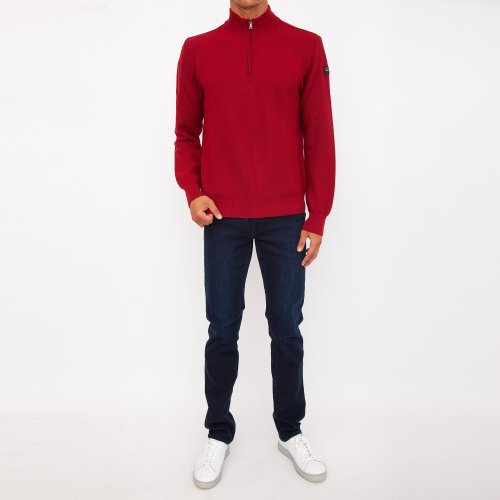 Чоловічий светр PAUL&SHARK MAGLIA CON ZIP IN LANA ROSSO