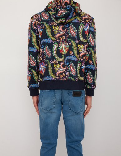 Мужская толстовка ETRO FELPA ZIP CAPPUCCIO BLU