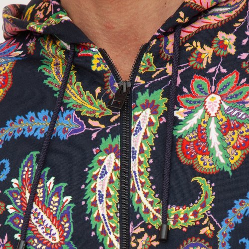 Мужская толстовка ETRO FELPA ZIP CAPPUCCIO BLU