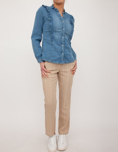Жіноча сорочка з довгим рукавом LIU JO CAMICIA DENIM FRAPPE BLU DENIM