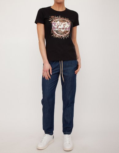 Жіноча футболка LIU JO ECS T-SHIRT MODA M/C NERO