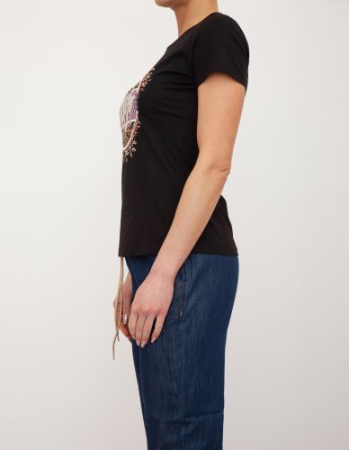 Жіноча футболка LIU JO ECS T-SHIRT MODA M/C NERO