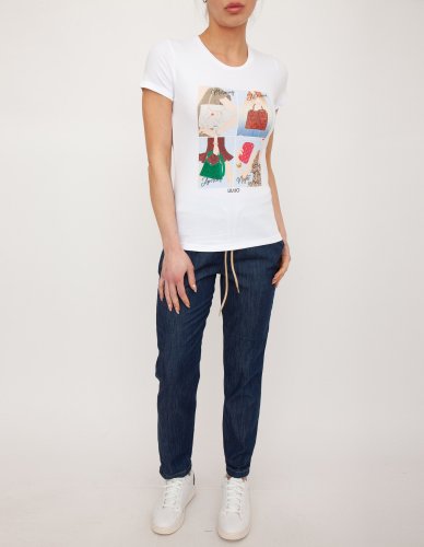 Женская футболка LIU JO T-SHIRT MODA M/C BIANCO