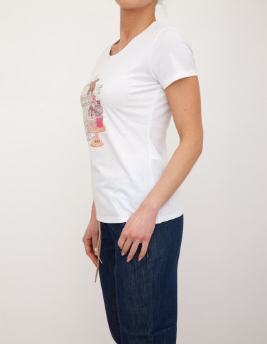 Женская футболка LIU JO T-SHIRT MODA M/C BIANCO